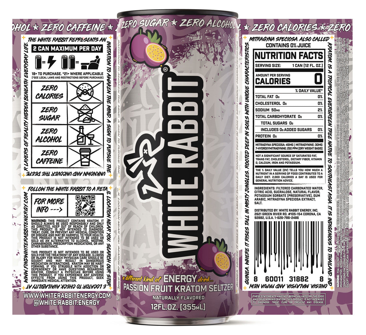 Passion Fruit Kratom Seltzer – White Rabbit Energy
